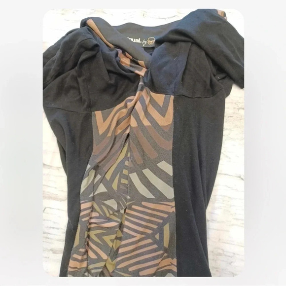 Desigual Geometric V Neck Stretch Earth Tones Too Size XXL - Picture 6 of 8